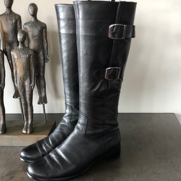 Gabor-black-leather-knee-high-boots UK size 41/2 - Picture 1 of 7